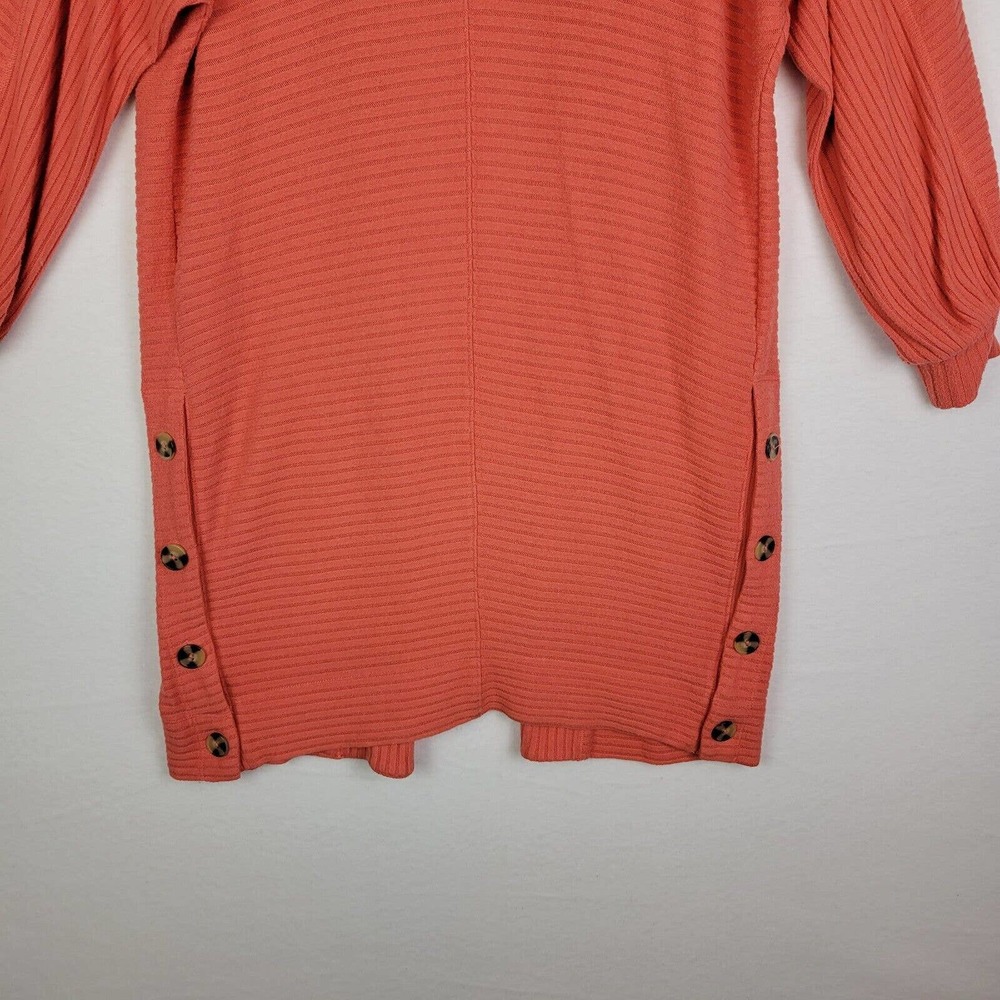 Saturday Sunday Womens Open Front Ribbed Cardigan Duster Size XS Orange Stretch - Picture 5 of 7